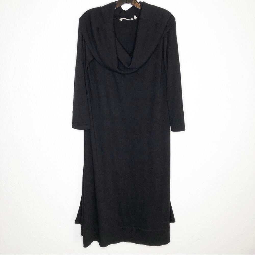 Soft Surroundings black cowl neck knit midi dress size Petite Large PL